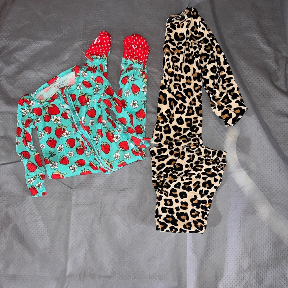 Post peanut Leopard and Strawberry Kids Pajama Set
